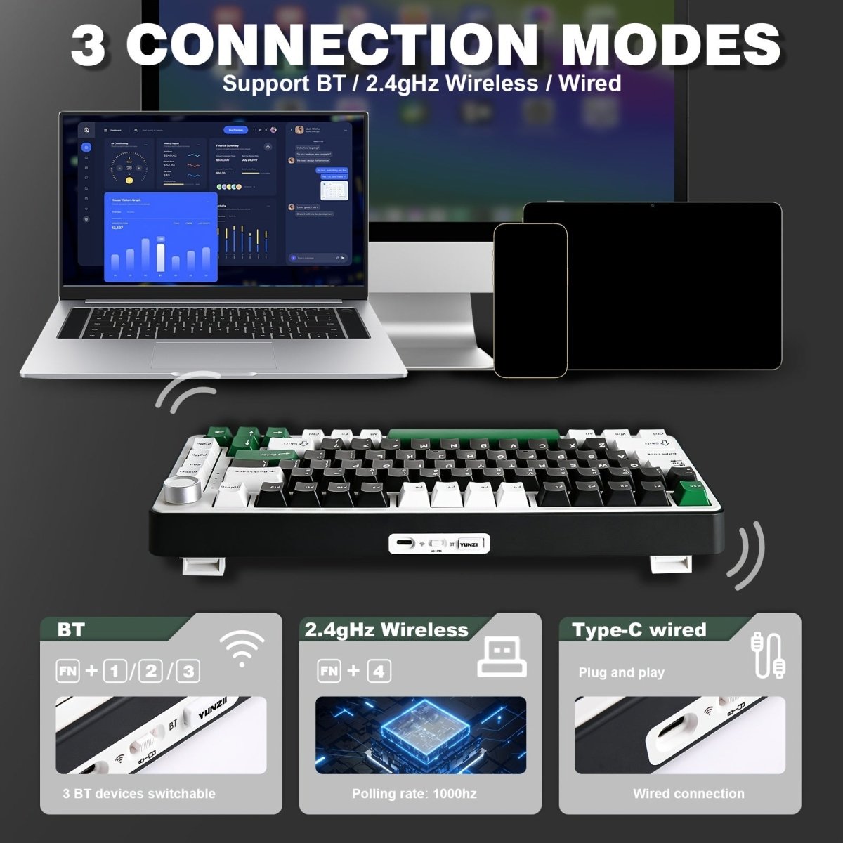 YUNZII B75 PRO Compact 75% Wireless Mechanical Keyboard - KeyArtisan