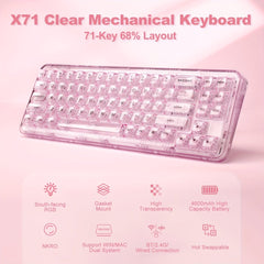 YUNZII X71 Clear Mechanical Keyboard - Tri - Mode - KeyArtisan